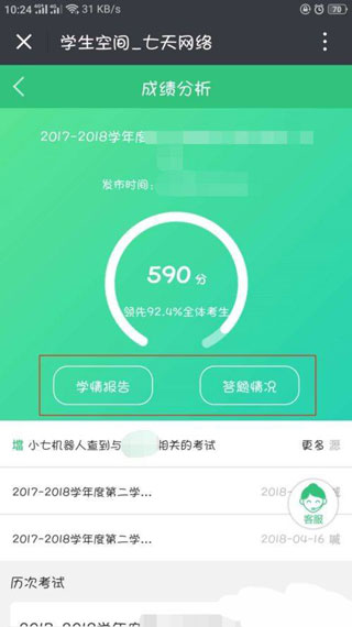 七天网络阅卷学情报告界面